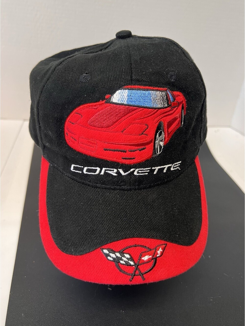 Corvette Red Racing Flags Hot Rods Plus licensed Adjustable Baseball Trucker Hat